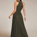 ever EVERLAINE|Robe de soirée formelle scintillante à col licou avec silhouette trapèze