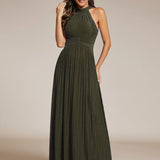 ever EVERLAINE|Robe de soirée formelle scintillante à col licou avec silhouette trapèze