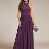 ever EVERLAINE|Robe de soirée formelle scintillante à col licou avec silhouette trapèze