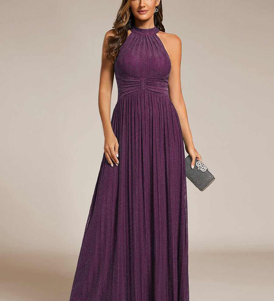 ever EVERLAINE|Robe de soirée formelle scintillante à col licou avec silhouette trapèze