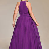 ever EVERLAINE|Robe de soirée formelle scintillante à col licou avec silhouette trapèze