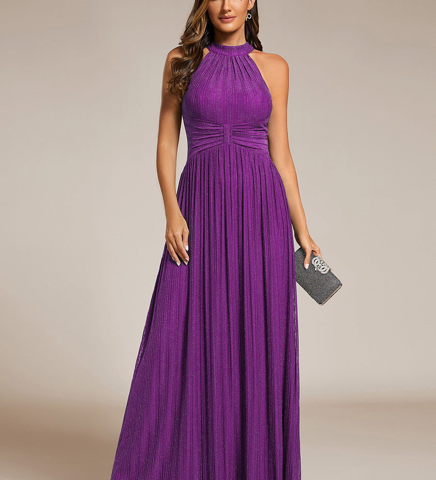 ever EVERLAINE|Robe de soirée formelle scintillante à col licou avec silhouette trapèze
