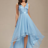 ever SASHIA|Robe de Cocktail en Tulle à Paillettes Haut Bas Ourlet Asymétrique