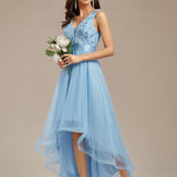 ever SASHIA|Robe de Cocktail en Tulle à Paillettes Haut Bas Ourlet Asymétrique