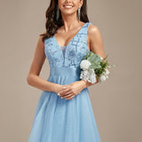 ever SASHIA|Robe de Cocktail en Tulle à Paillettes Haut Bas Ourlet Asymétrique