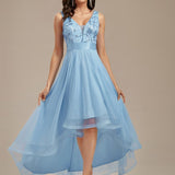 ever SASHIA|Robe de Cocktail en Tulle à Paillettes Haut Bas Ourlet Asymétrique
