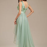 ever SASHIA|Robe de Cocktail en Tulle à Paillettes Haut Bas Ourlet Asymétrique