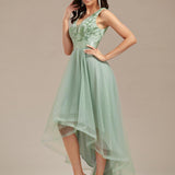 ever SASHIA|Robe de Cocktail en Tulle à Paillettes Haut Bas Ourlet Asymétrique