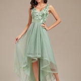 ever SASHIA|Robe de Cocktail en Tulle à Paillettes Haut Bas Ourlet Asymétrique