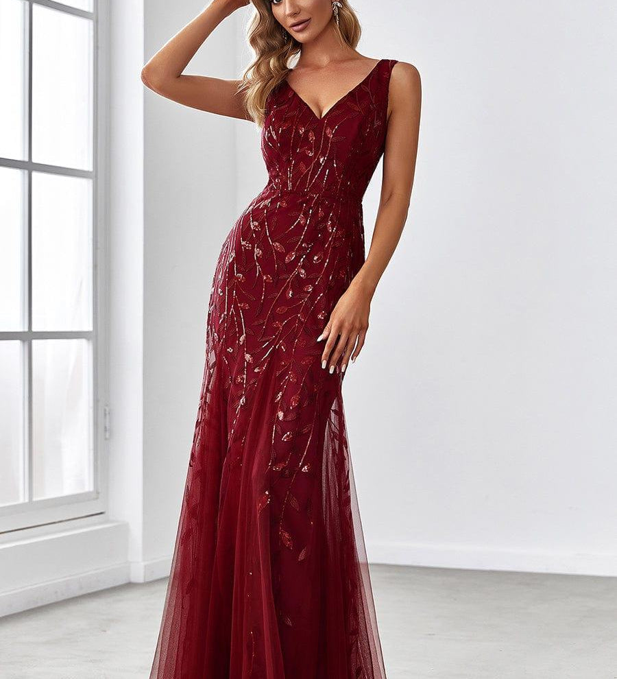 ever ORIEL|Robe de soirée Longue Sexy en sequins col en V pour femmes