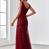 ever ORIEL|Robe de soirée Longue Sexy en sequins col en V pour femmes