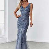 ever ORIEL|Robe de soirée Longue Sexy en sequins col en V pour femmes
