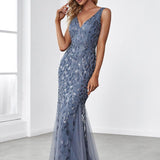 ever ORIEL|Robe de soirée Longue Sexy en sequins col en V pour femmes