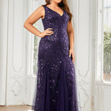 ever ORIEL|Robe de soirée Longue Sexy en sequins col en V pour femmes