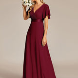 ever MONICA|Robe de soirée de mariage élégante en mousseline taille haute