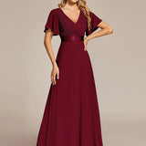 ever MONICA|Robe de soirée de mariage élégante en mousseline taille haute