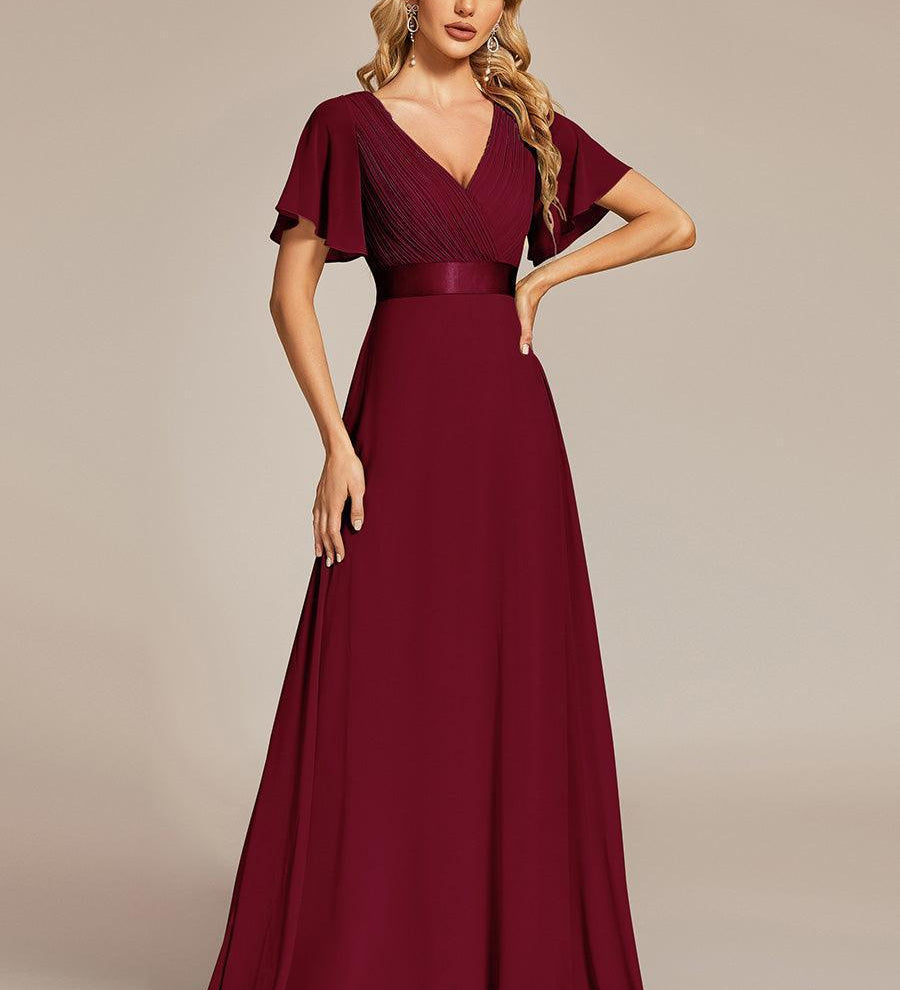 ever MONICA|Robe de soirée de mariage élégante en mousseline taille haute
