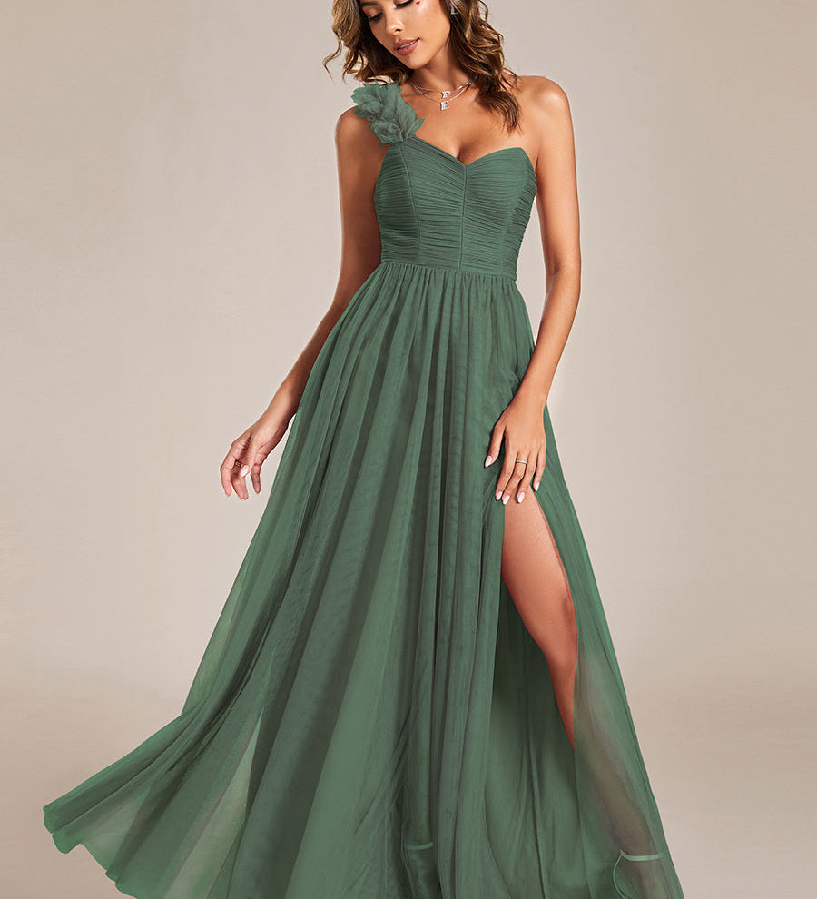 ever CLOE|Robe de soirée asymétrique en tulle à appliqués et fente haute