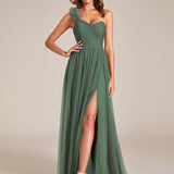 ever CLOE|Robe de soirée asymétrique en tulle à appliqués et fente haute