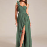 ever CLOE|Robe de soirée asymétrique en tulle à appliqués et fente haute
