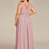 ever HUSH|Robe de soirée plissé sans manches à col V