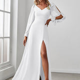 ever IVORY|Robe invitée mariage à manches fendues et dos nu